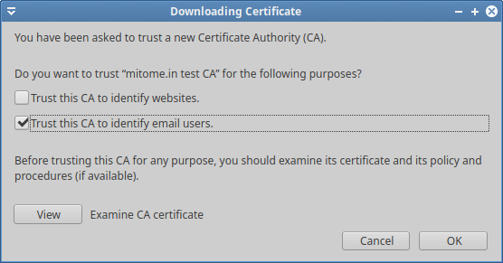 FirefoxにインポートするルートCA証明書の有効範囲を設定する